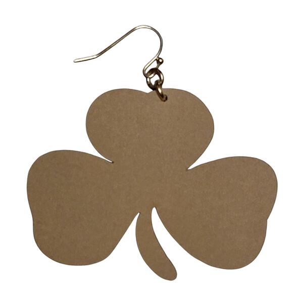 St Patricks Day Earrings 3 Leaf Clover Green Gold Glitter Dangle Sparkly Holiday - Picture 2 of 5